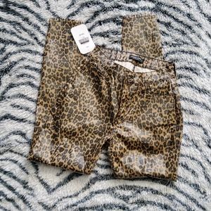 Coated leopord print jeans